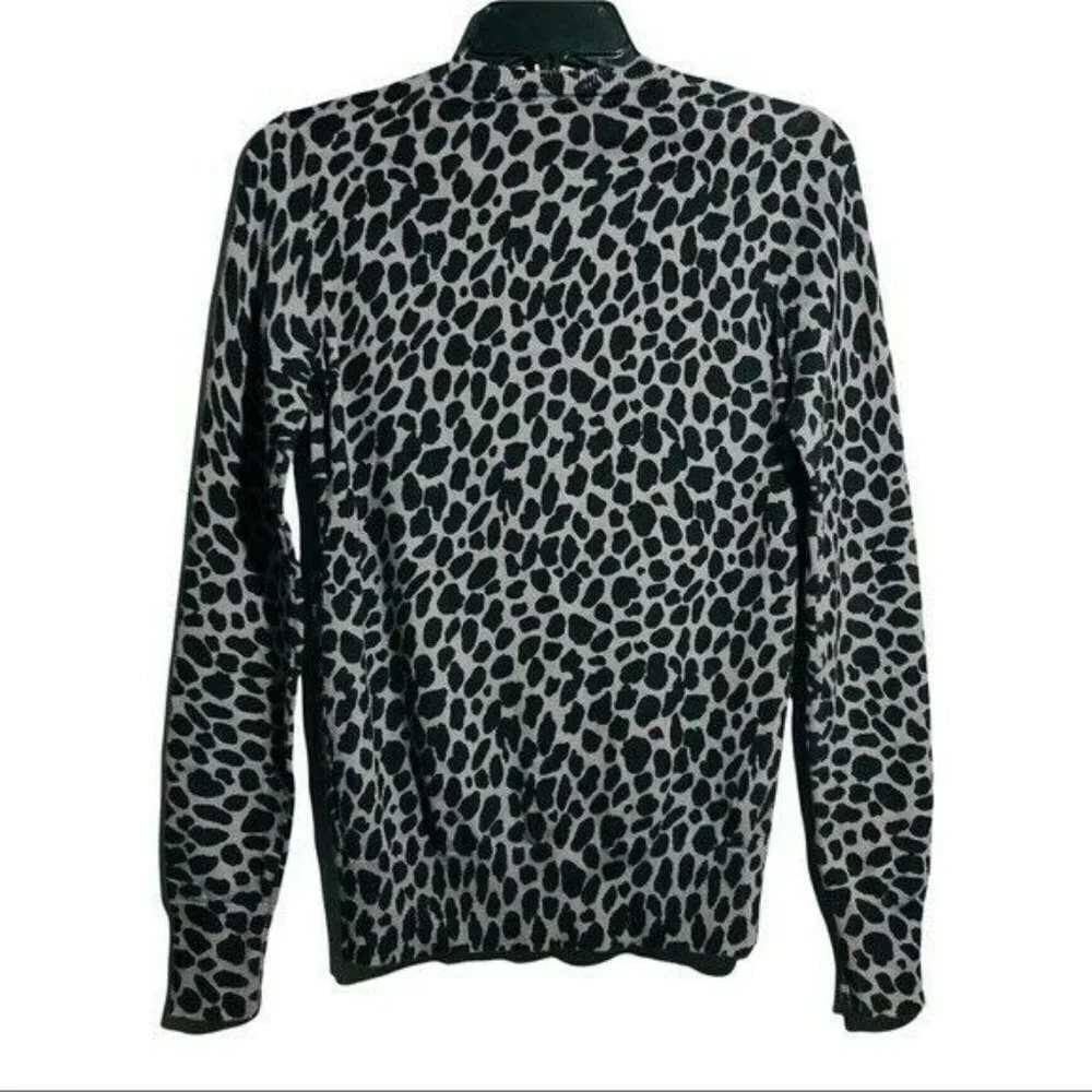 Tommy Hilfiger Cardigan Sweater Women Size XS Camo Leopard Cheetah Black Gray - Picture 2 of 10
